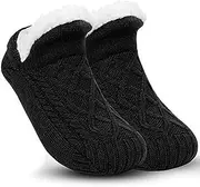 [Malaxlx] Slipper Socks for Women Men Girls, Fluffy Warm Socks Knitted Thick Fleece Lined Grippers Non Slip Socks Soft Cozy Winter Home House Bed Floor Slipper Socks