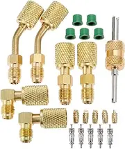 Car R410A Adapter Kit, 45° 90° Refrigerant Hose Adapter, 5/16 to 1/4 Coupler R410A Refrigerant Hose for Mini Split System