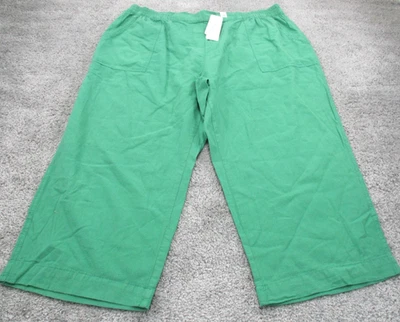 Millers 3/4 Length Pants 20 L22 Green Elastic Waist Cotton Wide Leg - New