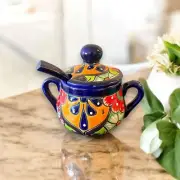 Handmade Talavera Sugar Jar | Mexican Pottery w/ Spoon