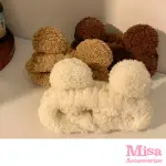 【MISA】毛絨髮箍 小熊髮箍/超厚毛絨圈可愛小熊造型髮箍 髮圈 束髮帶(5色任選)