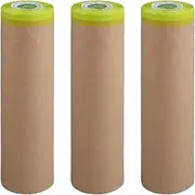 3 Rolls Masking Papers: Kraft Yellow Waterproof Paint Paper, Masking Paper for Painting, Masking Film 2 Inch Wide, Thickened Spray Paint Automotive Masking, Pre-Taped Masking Paper with Adhesive