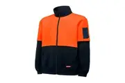 2 x Mens Hard Yakka Hi Vis Full Zip Brushed Fleece Jacket Orange/Navy Y06765