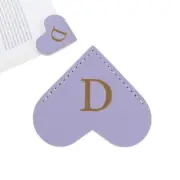 Initial D Corner Bookmarks, Heart Shape Leather Book Marks Markers, Purple