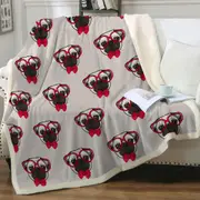 Funny Hipster Pug Dog Pattern Throw Blanket