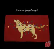 Pottery Barn DOG WITH LIGHTS Tangled Lab Crewel Lumbar Pillow Cover *Christmas