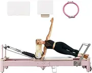 Pilates Reformers, Foldable Reformer Pilates Machine Aluminum Pilates for Home Workout with Jump Board, Square Box, Magic Circle