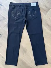 True Religion Geno Relaxed Slim Lurex Stitch Black Rinse Jeans Men's 36x32 NWOT