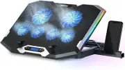 Laptop Cooling Pad RGB Gaming Notebook Cooler, Laptop Fan Stand Adjustable Heigh