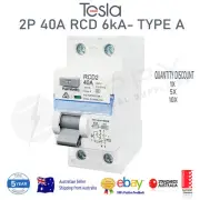 Tesla 2 Pole 40 AMP RCD, 30mA 6kA Type A (5 Year Warranty, SAA Approved)