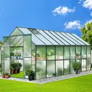 2.44x5.1x2.1M Green Fingers Greenhouse Aluminium Walk In Polycarbonate Green House Garden Shed