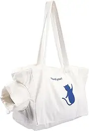 Pet Carrier Bag,Dog Suitcase for Travel,Canvas Cat Carrier Portable Cute Shoulder Bag Handbag,Cat Dog Carrier Purse for Small Dogs(White)