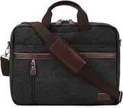 Messenger Bag for Men,RAVUO Water Resistant 17.3 Inch Laptop Briefcase Convertible Canvas Shoulder Satchel for Business Black