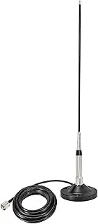 [Bingfu] High Gain Mobile Ham Radio Firberglass Antenna Car Truck Amateur Two Way Radio Dual Band VHF UHF 136-174 MHz 400-470MHz Anti-Rust Antennas with Magnetic Base 16.4ft Cable