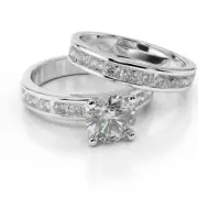 Round Cut Diamond Engagement Ring Set 14K White Gold Certified 3.54 CT G/SI1