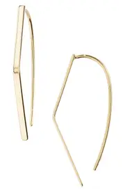 Lana 14K Gold Small Flat Geometric Hooked On Hoop Earrings
