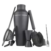 Matt Black Cocktail Shaker Set 8-Piece Bartender Proffessional Free Gift Wrap