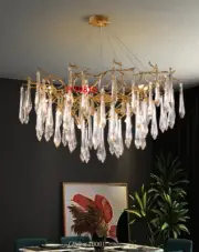 Luxury Crystal Chandelier Dining Room Modern Tree Branch Rectangle Pendant Light