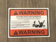 Warning! Rotating shafts Decal. New 3 1/2 X 5 inches. On 3M Material.