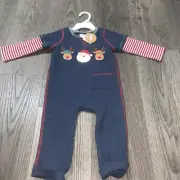 Mud Pie Boys Santa Reindeer Christmas 9-12 Months Romper NWT