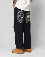[ED HARDY] Ed Hardy Wide Leg Skull Jeans Dark Indigo - Size 36 36 Dark Indigo