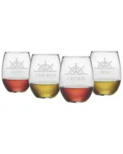 Susquehanna Glass Set of Four Captain's Collection 21oz Stemless Glasses