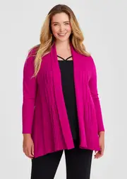 [Taking Shape] Taking Shape Madonna Natural Cardigan Size 24 in Magenta, Viscose - Plus Size Women's Clothing Magenta