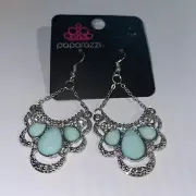Paparazzi Jewelry Earrings Silvertone Lt Blue Fish Hook