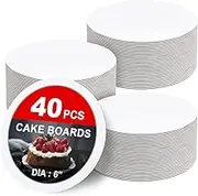 40 PCS Cake Boards 6 inch Round Cake Cardboard Rounds White Cake Board, Cake Circles Round Base Food-Grade Cardboard Cake Plate for Cakes Christmas Bread Desserts (Thin and Strong)