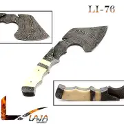 9.9" Custom Handmade Damascus Steel Hunting Axe Full Tang Camel Bone Handl LI-76