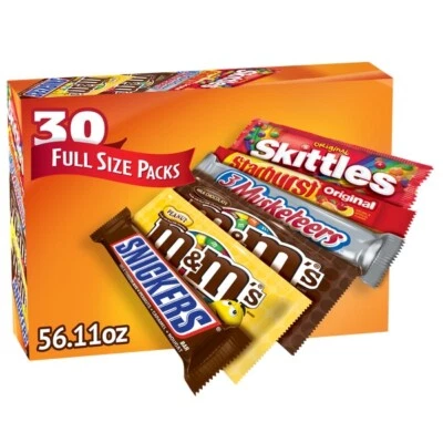 Mars Candy Bar Variety Pack 2-Pack 60ct – M&M's, Snickers, Skittles & Starburst