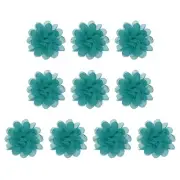 10Pcs 3.9" Chiffon Flowers Fabric Flower Sewing Fabric Appliques Turquoise