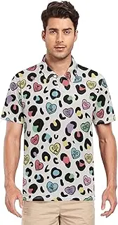 [ZZXXB] Hug Me Leopard Print Men's Polo Shirts Short Sleeve Quick Dry Athletic Outdoor Sports Golf Shirts S-XXL