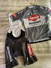 Alpecin Deceuninck Cycling Kit Jersey Bib Shorts Tour De France Denim Grey Black