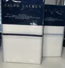 Ralph Lauren Palmer Percale Twin Flat Sheet -white/navy Or Wht/ox Blue