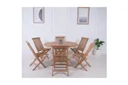 VI Balgo Solid Timber Outdoor Dining Table with 6 Folding Chairs Set