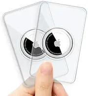 R-fun for Airtag Wallet Holder 2 Pack, Ultra Thin TPU Clear Card Case Slim Fit for Apple Airtag,Airtag Card Holder for Purse, Handbag, Backpack Wallet, Clutch Bag -Clear