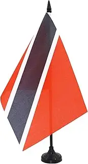 Trinidad and Tobago Table Flag 5'' x 8'' - Tobagonian Desk Flag 21 x 14 cm - Black Plastic Stick and Base - AZ FLAG