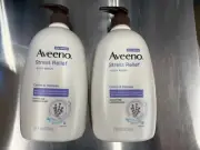2 Pk Aveeno Stress Relief Body Wash with Lavender & Chamomile, 33 fl. oz Each