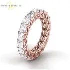 2.3ctw Cushion Diamond Trellis Set Eternity Band 14K Rose Gold (G-H/VS2)