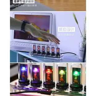 DIY創意復古水晶IPS RGB擬輝光管時鐘桌面擺件男友禮物命運石之門
