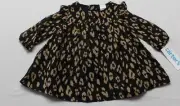 Carter's Baby Girls' Long Sleeve Leopard Bow Dress SG1 Black Print Size 3 Months