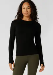 [Lorna Jane] Tempo Seamless Long Sleeve Top in Black, Size - XL XL Black
