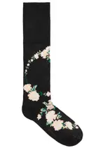 Simone Rocha Floral-intarsia Cotton-blend Socks - Black ONE SIZE
