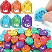 PerKoop 60 Pcs Mini Erasers for Kids Cute Small Smile Erasers Star School Bus Pencil School Bag Tiny Erasers Bulk for Welcome Back to School Gifts for Teacher Supplies Classroom (School Bag)
