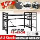 Expandable Microwave Shelf Oven Storage Rack Stand Cabinet Holder +6 Side Hooks