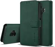 UEEBAI Case for Samsung Galaxy S7, Luxury PU Leather Case Vintage Wallet Flip Cover TPU Inner Shell [Card Slots] Magnetic Closure Stand Function Folio Shockproof Full Protection - Dark Green