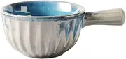Soup Bowls with Handles Noodle Ramen Curry Bowl,Ceramic Onion Soup Bowl,Soup Cup,Porcelain Bowl Oven Proof-blue-650ml(Color:Blue)