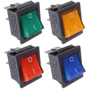 Illuminated Large On-Off Rocker Switch 250V DPST - Red Blue Green Yellow