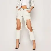 NWT $160 Free People OneTeaspoon Brando Saints Blanco Boyfriend Jeans 24 White